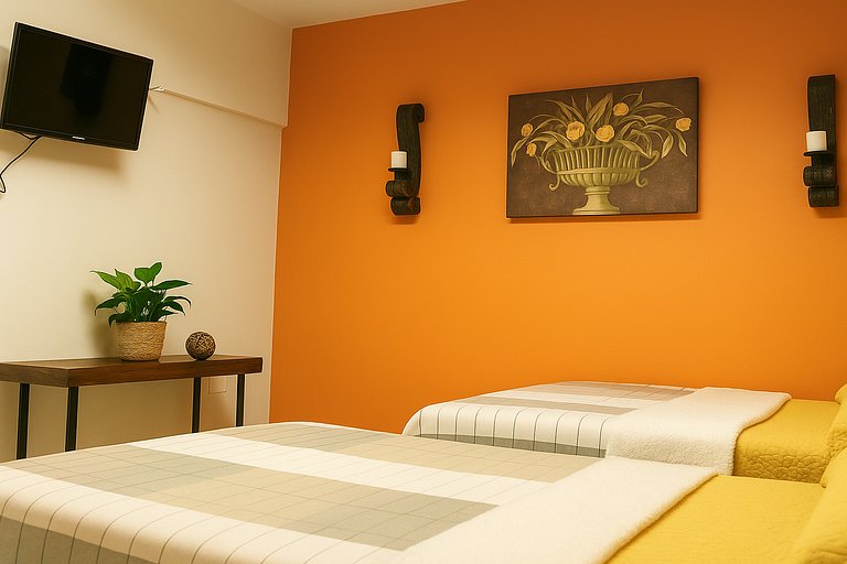 B*Habitación 2 camas Queen | A/C | Céntrico